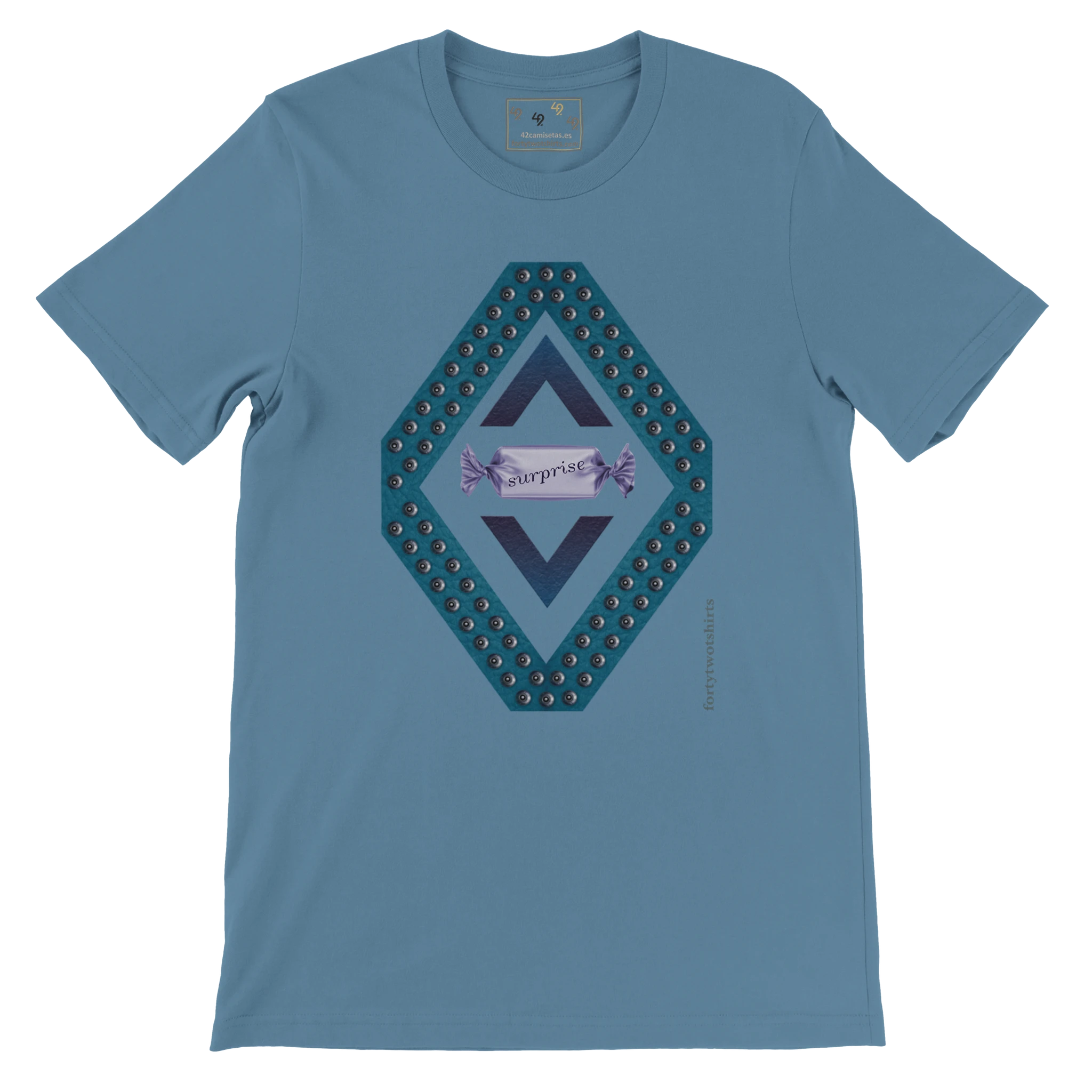 Camiseta personalizable azul unisex con diseño de caramelo – Forty Two Tshirts