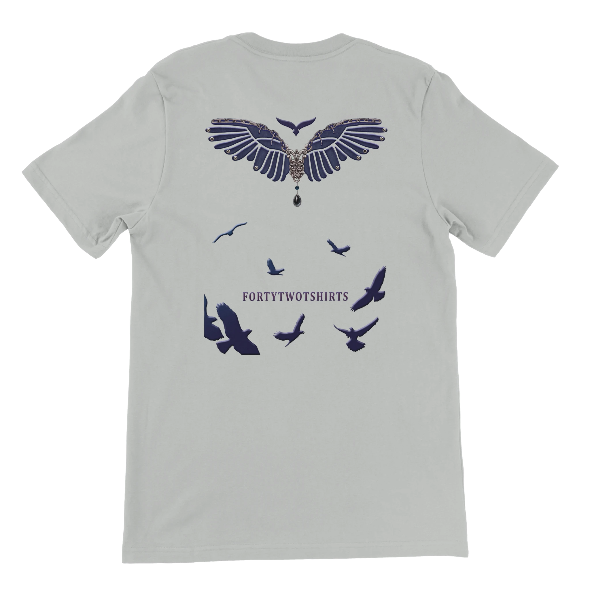 Camiseta personalizable gris claro unisex con diseño artístico de alas y aves – Forty Two Tshirts