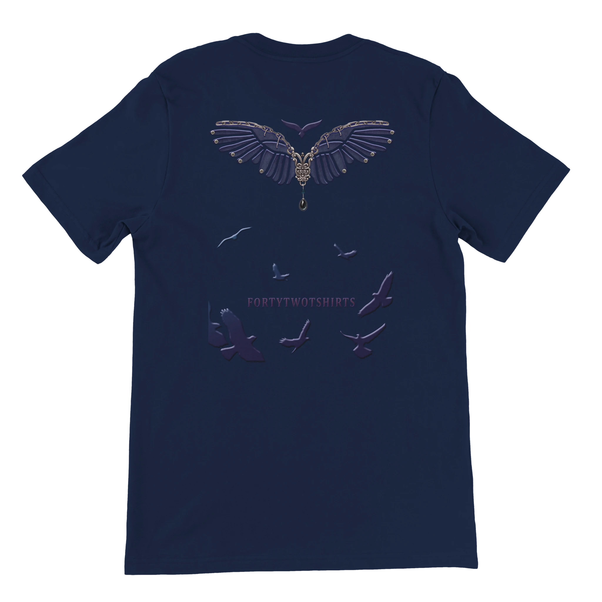 Camiseta personalizable azul unisex con diseño artístico de alas y aves – Forty Two Tshirts