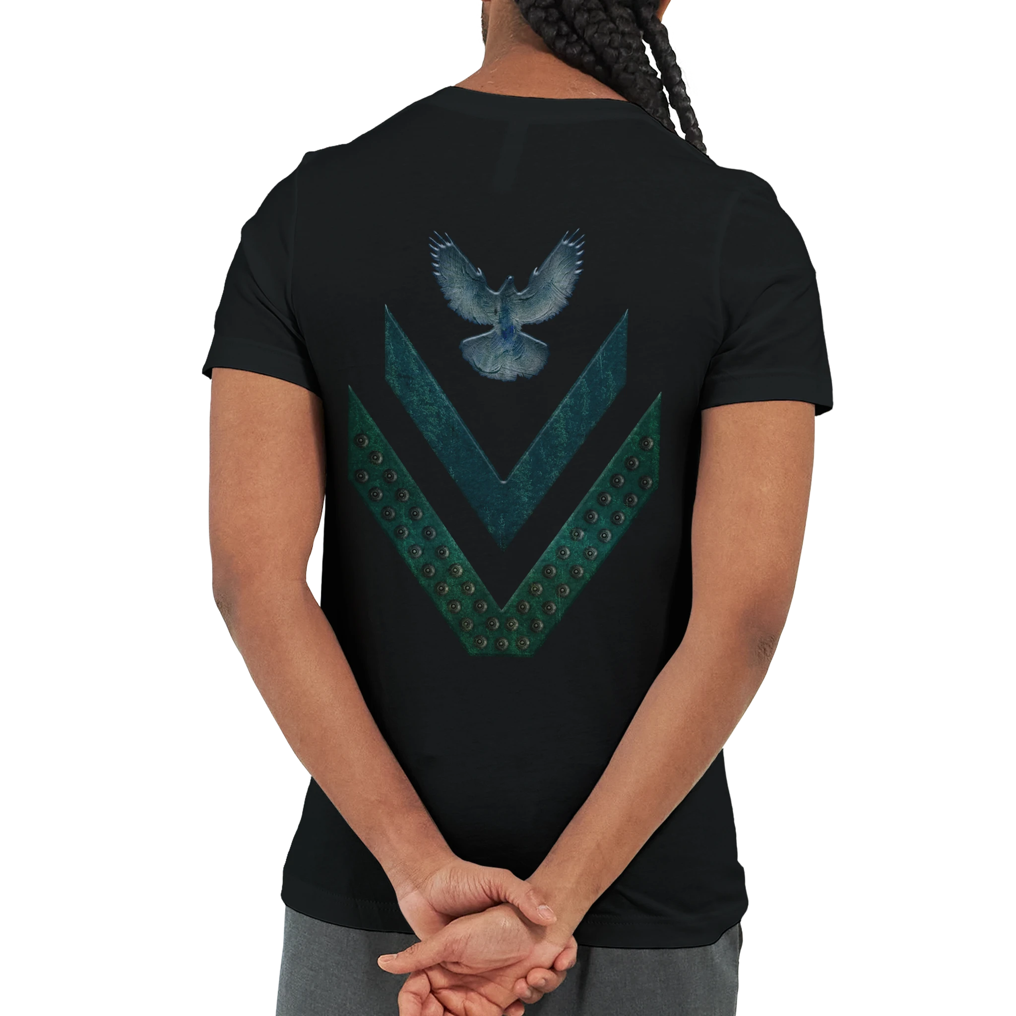 Camiseta unisex negra personalizable con diseño en la espalda, ideal para crear tu estilo único.
